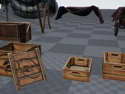 Market Place Items Low-poly 3D model