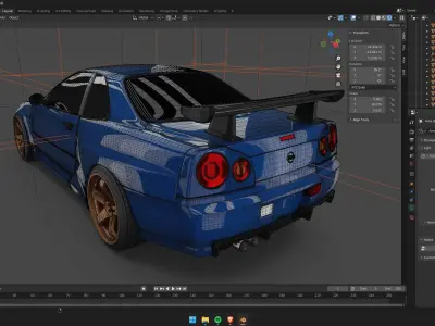 Nissan Skyline R34 - Blue Free 3D model