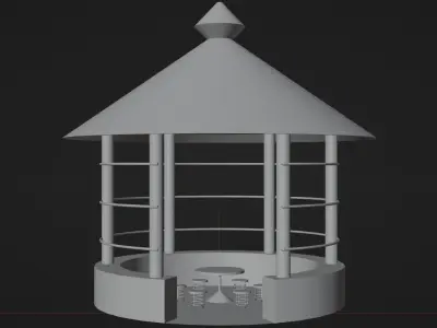 Outdoor dining table of Bar Low-poly 3D model