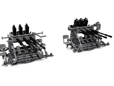 triple guns Japan WWII 3D print model