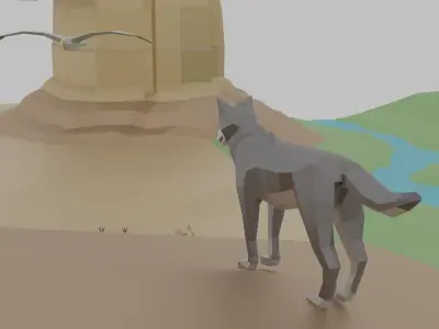 Wild Town Low-poly 3D model
