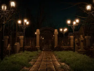 GOTHIC CEMETERY ASSET PACK Low-poly 3D model