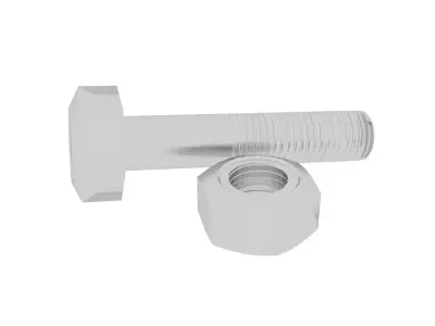 Hex Head and Nut Bolt 3D model