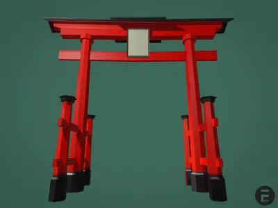 Torii gate Low-poly 3D model