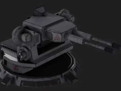 TURRET WEAPON GUN LOW POLY Low-poly 3D model