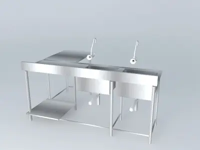 Kit224 Bancada Inox 2 Cubaspor Alex Marques Free 3D model