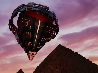 UFO 4 Pyramid Spaceship - Ovni - Flying Saucer Free 3D model