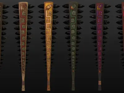Aztec Weapon Pack Low-poly 3D model