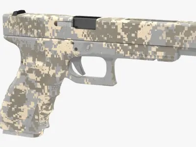 Glock 34 Camouflage Grey Low-poly 3D model