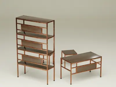 Student Study Set - Rustic Ashwood Hammered Copper - AMS02 Free 3D model