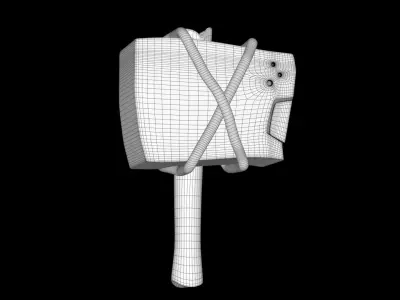 weapon wooden stick with rope Low-poly 3D model