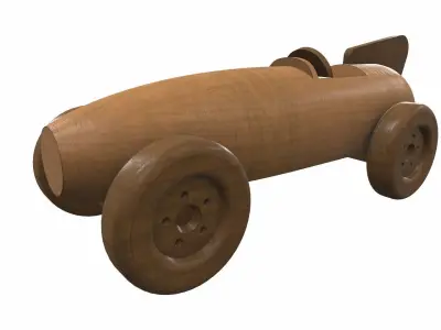 Wooden car toy racer 1 Free 3D model