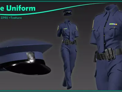 female police uniform with texture 3D model