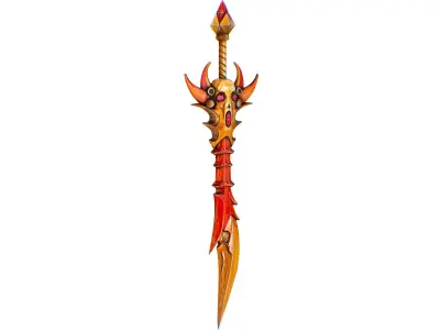 Lowpoly Demonic Sword Skull on Hilt Vector Style Low-poly 3D model