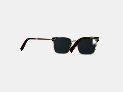 Ramona Sunglasses in Jet Black with Polished Gold 3D model