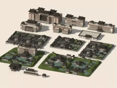 Chinese-style courtyard 3D model