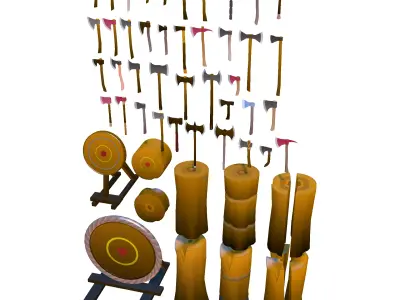 Axe Bits Low-poly 3D model