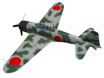 A6M2 Zero fighter Type 21  3D model