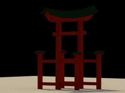 Low Poly Japanese Torii 2 Low-poly 3D model