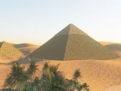 Egypt pyramid desert landscape palm tree Low-poly 3D model