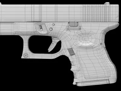 Glock 26 Purple Low-poly 3D model