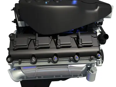 Black Cover Dodge Ram V8 Engine 3D model