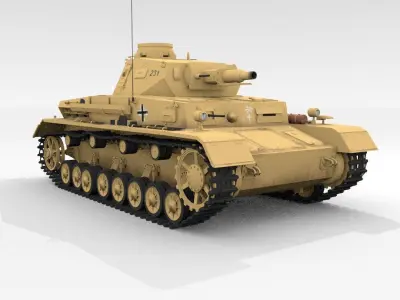 Panzer IV Ausf D DAK Medium Tank 3D model