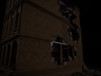 DESTROYED OLD BUILDING POST APOCALYPSE 005 Low-poly 3D model