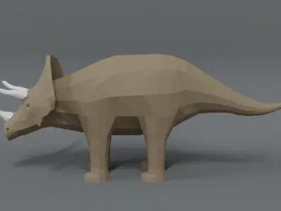 Low Poly Cartoon Triceratops Dinosaur Low-poly 3D model