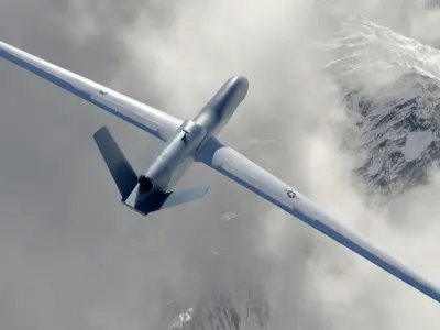 Low Poly PBR RQ-4B Drone  Low-poly 3D model