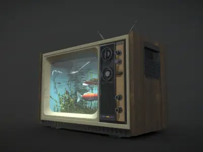 Old TV Aquarium Low-poly 3D model