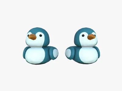Slippers J02 Blue Penguim Bird - Costume Character Design Low-poly 3D model