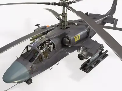 Kamov Ka-52K Katran Complex Animation Low-poly 3D model