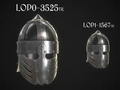 Knight Helmet 03 Low-poly 3D model