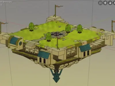 Game scene arena castle model Low-poly 3D model