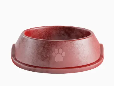 Used Metal Dog Bowl 02 3D model