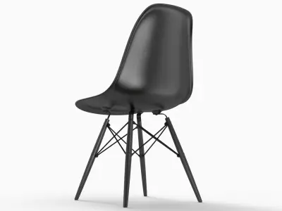Eames Plastic Side Chair DSW Full Black 3D model