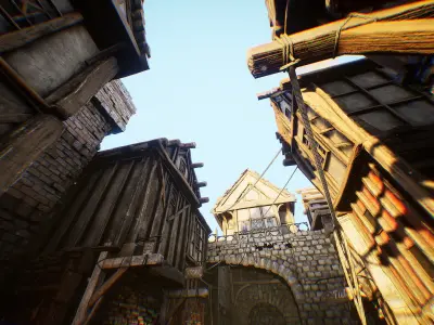 Medieval Town Street Environment Kit UE4 Low-poly 3D model