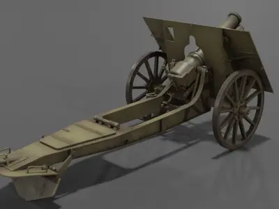 Type 99 10cm Mountain Gun Low-poly 3D model