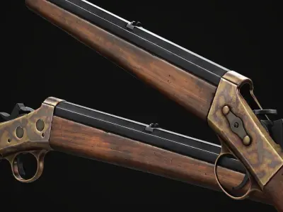PBR Remington Rolling Block rifle Low-poly 3D model