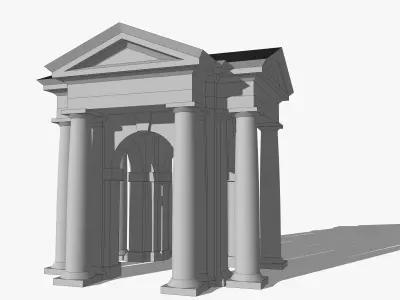 Tuscan order Arched portico in the mas with freestanding column Low-poly 3D model