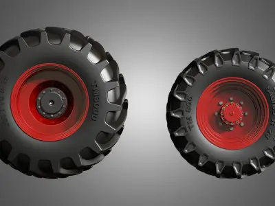 Tractor Tires and Rims - T02 3D model