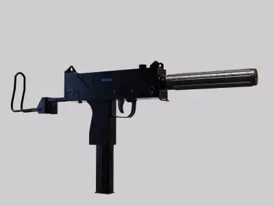 Low poly mac-10 model gun Free low-poly 3D model