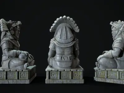 Statue Aztec Quetzalcoatl God Low-poly 3D model