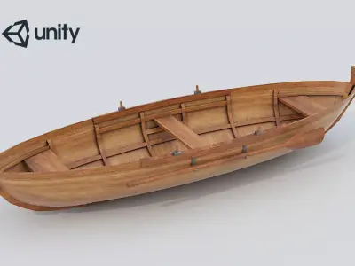 Wooden Boat-2 Low-poly 3D model