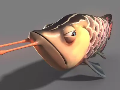 Golden arowana arowana cartoon gold model have a binding 3D model