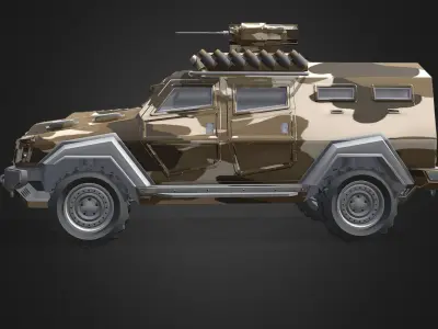 Otokar Cobra Armored Military Truck Low-poly 3D model
