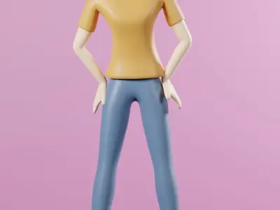 Cartoon Character Young Woman Rigged Low-poly 3D model