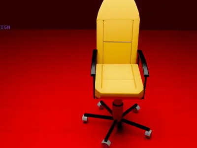 Low-Poly Computer Chair - Game-Ready 3D Model Free low-poly 3D model