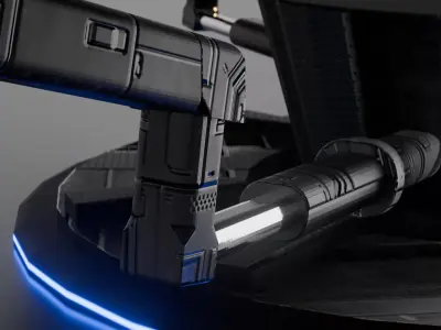 Cybernetic Futuristic Conference Table with Robotic Arms  Low-poly 3D model